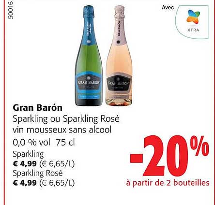 gran barón sparkling ou sparkling rosé vin mousseux sans alcool