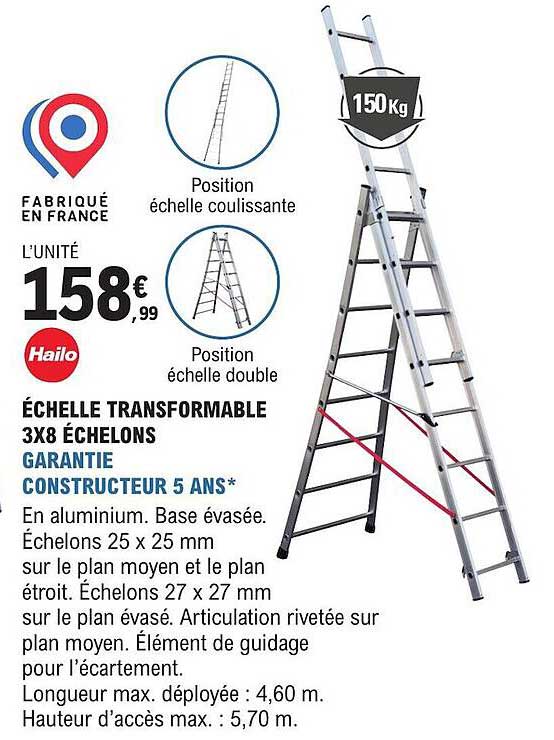 Hailo échelle Transformable 3x8 échelons