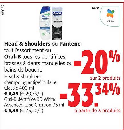 head & shoulders ou pantene l'assortiment ou oral-b les dentifrices, brosses à dents manuelles ou bains de bouche