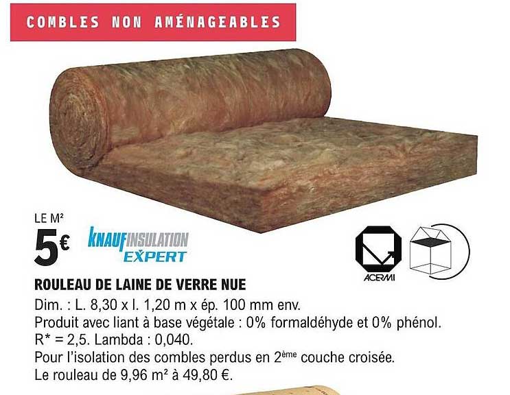 knaufinsulation expert rouleau de laine de verre nue