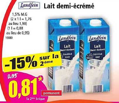 lait demi-écrémé landfein