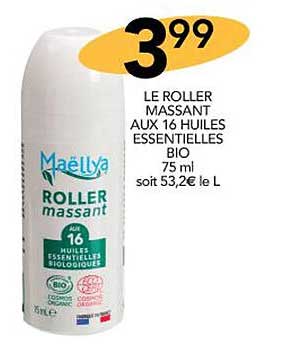le roller massant aux 16 huiles essentielles bio maëllya