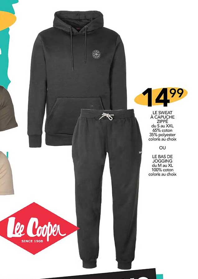 le sweat à capuche zippé ou le bas de joggings lee cooper