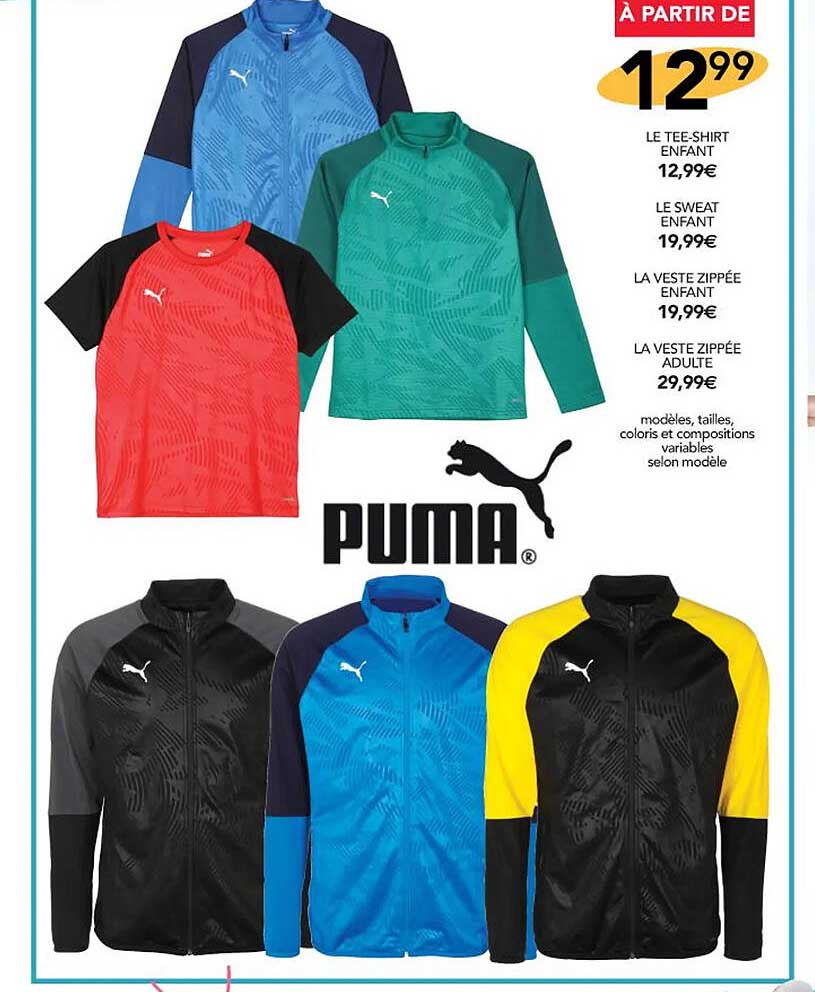 Le Tee-shirt Enfant Puma, Le Sweat Enfant Puma, La Veste Zippée Enfant Puma, La Veste Zippée Adulte Puma