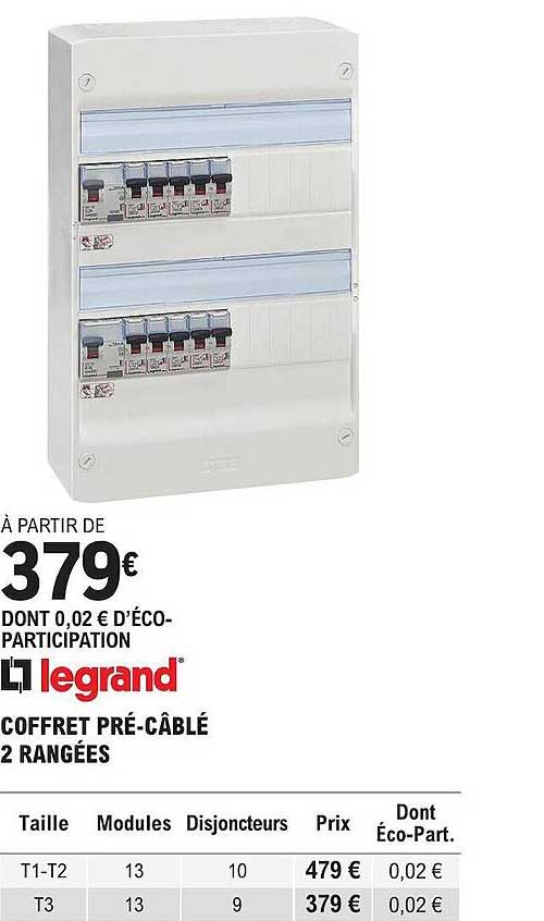 legrand coffret pré-câblé 2 rangées