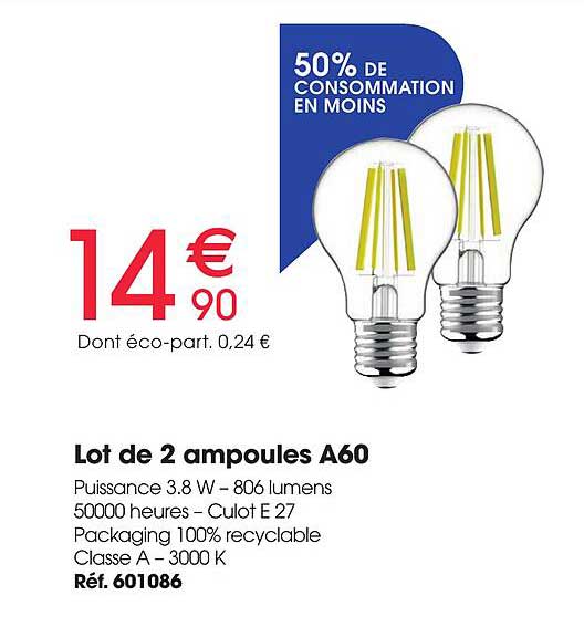 lot de 2 ampoules a60