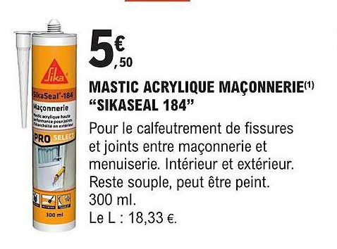 Mastic Acrylique Maçonnerie "sikaseal 184"
