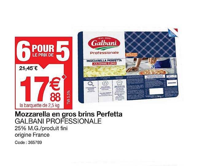 mozzarella en gros brins perfetta galbani professionale