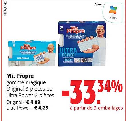 mr propre gomme magique original 3 pièces ou ultra power 2 pièces