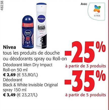 nivea les produits de douche ou déodorants spray ou roll-on