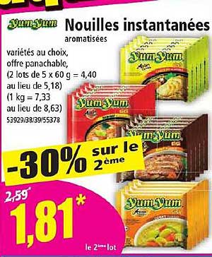 nouilles instantanées aromatisées yum yum
