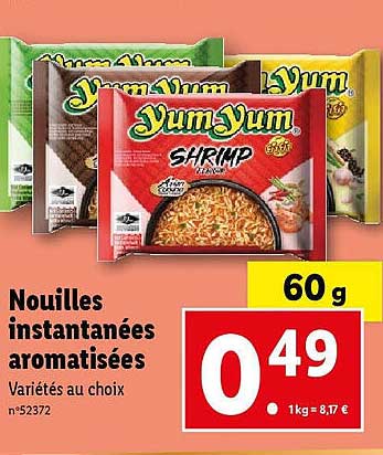nouilles instantanées aromatisées yum yum