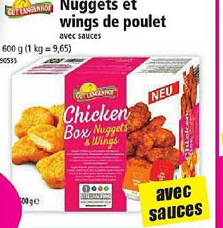 nuggets et wings de poulet avec sauces gut langenhof