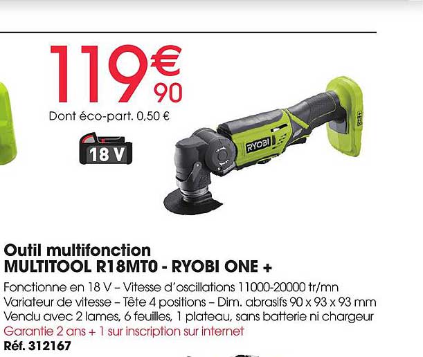 Outil Multifonction Multitool R18mt0 - Ryobi One+