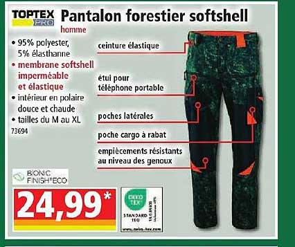 pantalon forestier softshell homme toptex pro