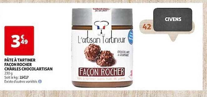 pâte à tartiner façon rocher charles chocolartisan