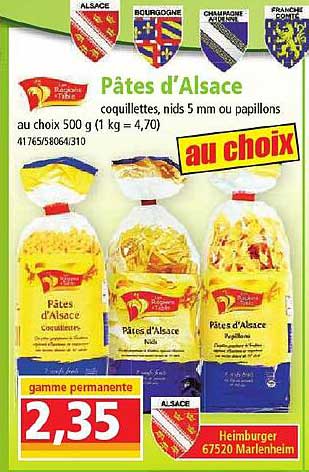 Pâtes D'alsace Les Régions à Table