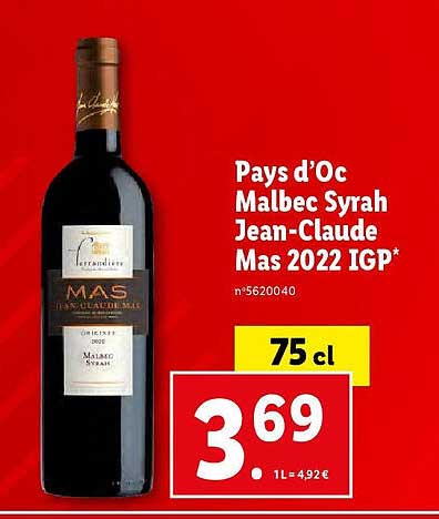 pays d'oc malbec syrah jean-claude mas 2022 igp