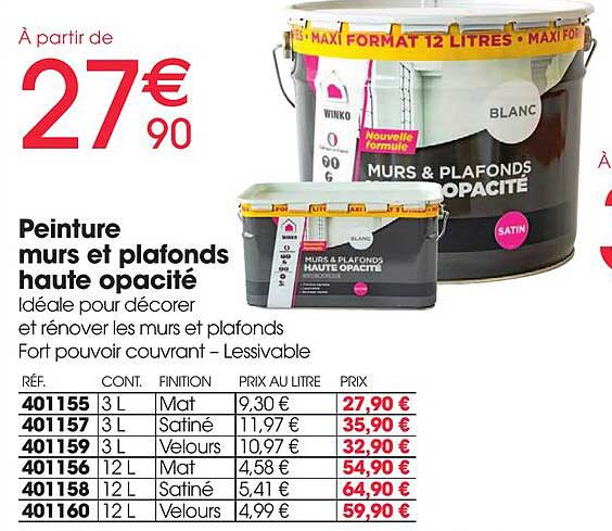 peinture murs et plafonds haute opacité