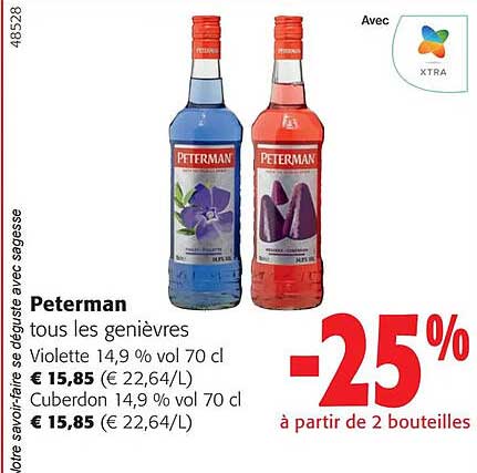 Peterman Tous Les Geneèvres Violette 14,9 % Vol 70 Cl