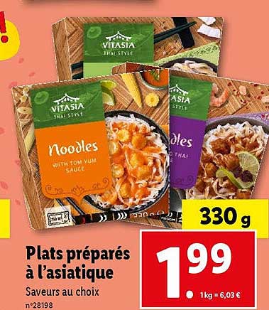 plats préparés à l'asiatique vitasia