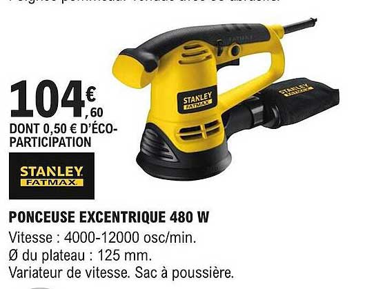 ponceuse excentrique 480w stanley fatmax