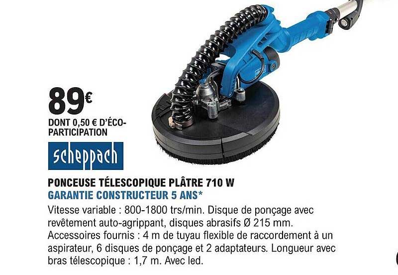 Ponceuse Téléscopique Plâtre 710w Scheppach