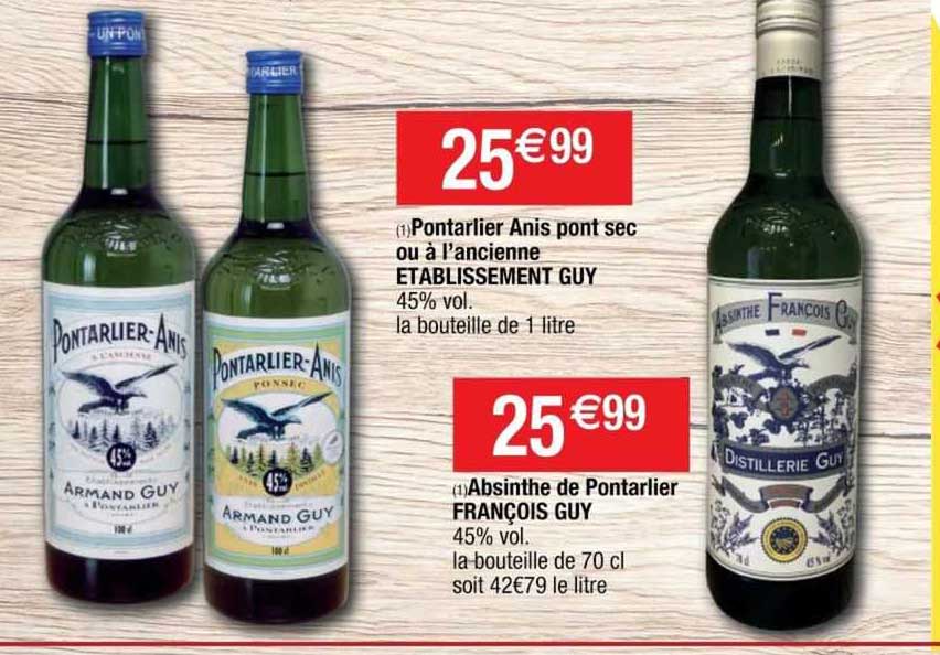 pontarlier anis pont sec ou à l'ancienne établissement guy, absinthe de pontarlier françois guy