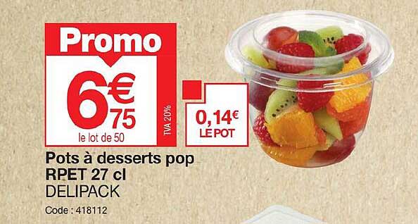 pots à desserts pop rpet 27 cl delipack