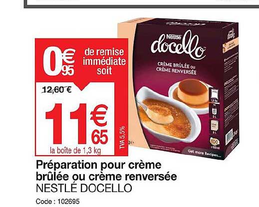préparation pour crème brûlée ou crème renversée nestlé docello