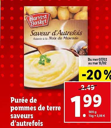 purée de pommes de terre saveurs d'autrefois harvest basket