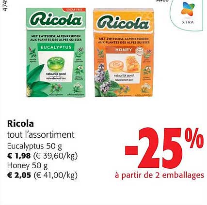 ricola tout l'assortiment eucalyptus honey