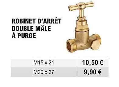 robinet d'arrêt double mâle à purge