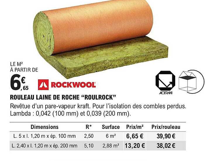 rouleau laine de roche "roulrock" rockwool