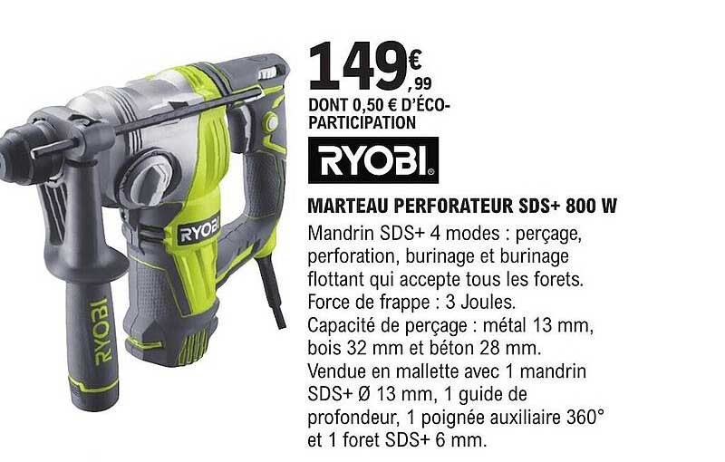 ryobi marteau perforateur sds+ 800w