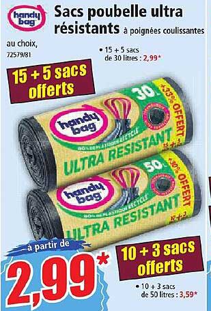 sacs poubelle ultra résistants handy bag