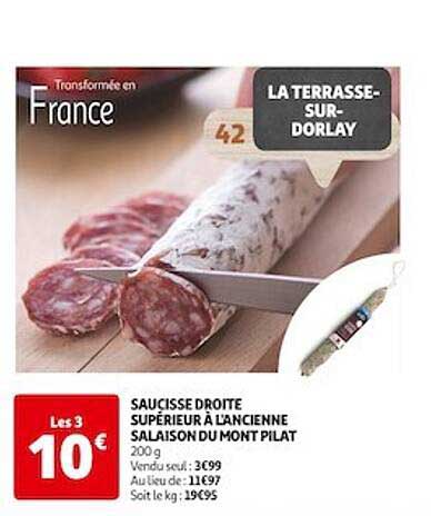 saucisse droite supérieur à l'ancienne salaison du mont pilat