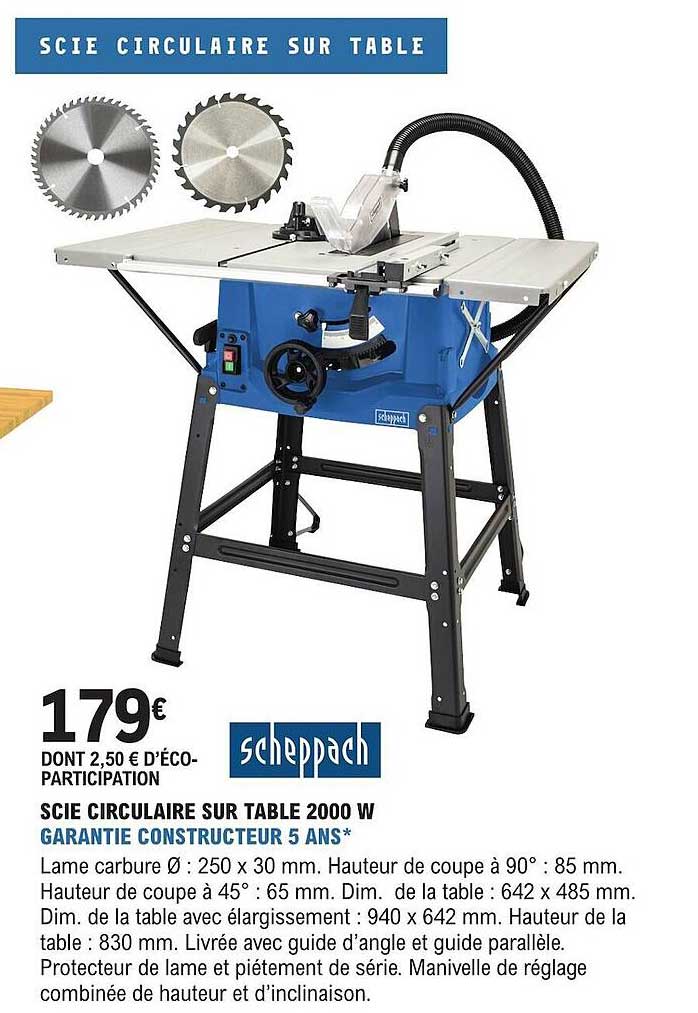scie circulaire sur table 2000w scheppach