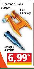 seringue à graisse, bloc d'affûtage