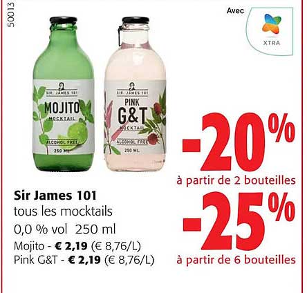 sir james 101 tous les mocktails 0.0% vol 250 ml