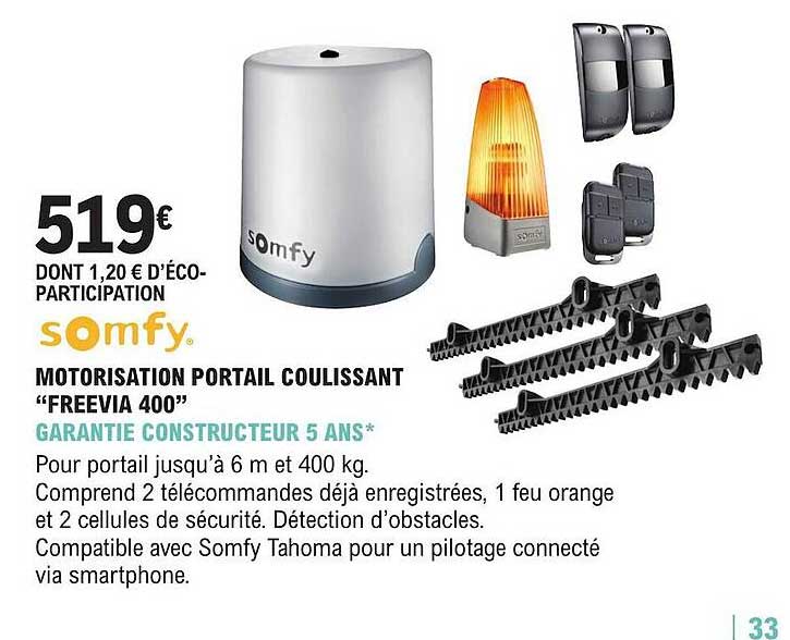 somfy motorisation portail coulissant "freevia 400"