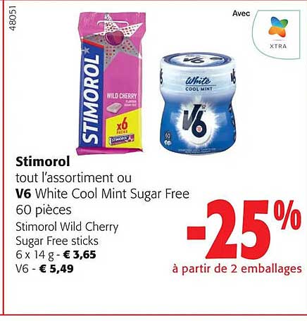 stimorol tou l'assortiment ou v6 white cool mint sugar free