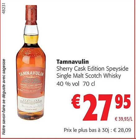 tamnavulin sherry cask édition speyside single malt scotch whisky 40% vol