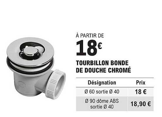 tourbillon bonde de douche chromé