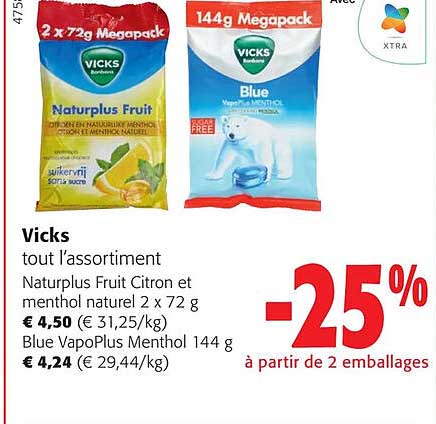 vicks tout l'assortiment naturplus fruit citron et mentho naturel blue vapoplus menthol