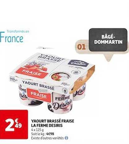 Yaourt Brassé Fraise La Ferme Desiris