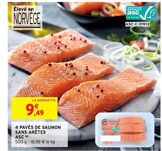 4 pavés de saumon sans arêtes asc