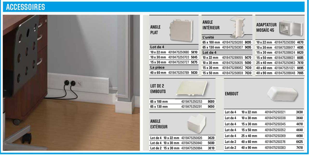 accessoires angle plat angles intérieur adaptateur mosaïc 45 lot de 2 embouts embout angle extérieur