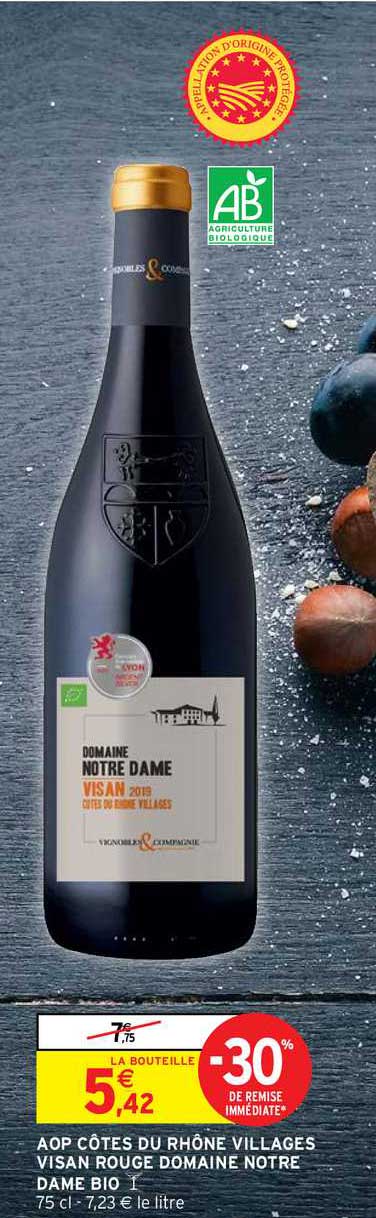 aop côtes du rhône villages visan rouge domaine notre dame bio