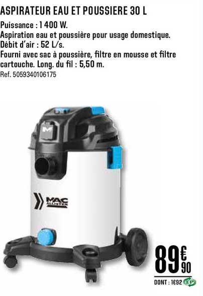 Aspirateur Eau Et Poussière 30 L
